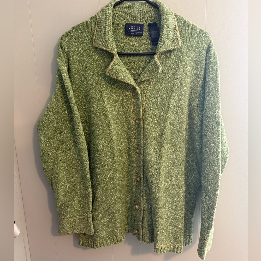 Crazy horse by Liz Clairborne vintage green cardigan
